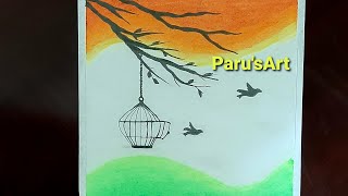 Independence Day Drawing With Oil Pastel