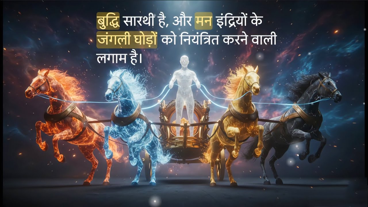 बुद्धि सारथी और मन की लगाम: जीवन के रथ का नियंत्रण | Chariot Analogy of Self-Control