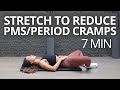 7 MIN STRETCH FOR PERIOD/PMS to Ease Cramps, Relieve Tension &amp; Reduce Bloating | Relaxing Stretch