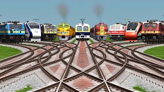 9 Indian Railways Game Trains // Diamond Railroad Crossing // Train Simulator Classic