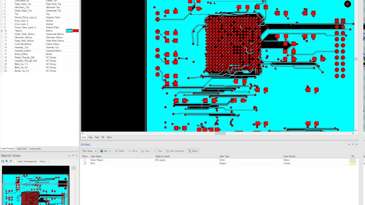 Регионы с правилами в CAM350
