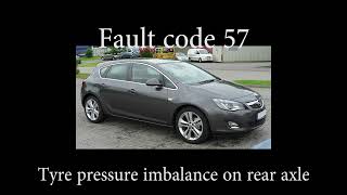 Opel Astra J fault code table