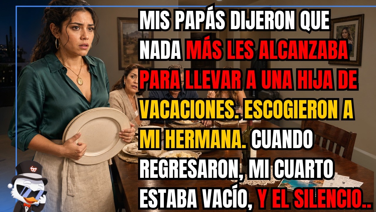 Me quedé quieta en la cocina la noche antes de que se fueran, con el tenedor a medio camino y el corazón latiéndome en la garganta. Mi mamá dijo que no alcanzaba para las dos, mi papá ni levantó...