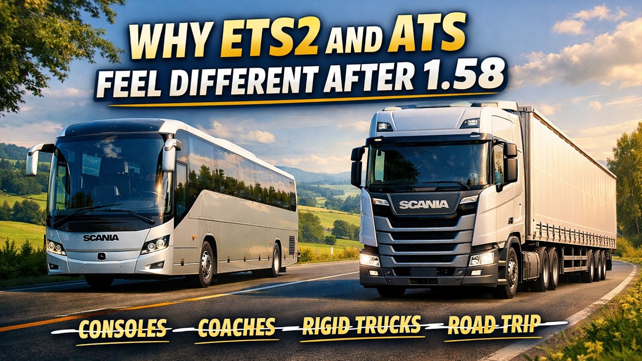 Обновление 1.58 для ETS2 и ATS — Преодоление ажиотажа вокруг автобусов/микроавтобусов, консолей и...