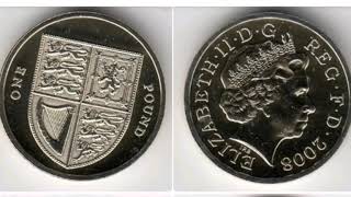 UK 2008 ONE POUND Coin VALUE + REVIEW - Queen Elizabeth II 2008 Shield £1 Coin