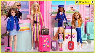 Muñecas Barbie Rutina de Viaje en Avion -  Jugando en el Aeropuerto con Titi