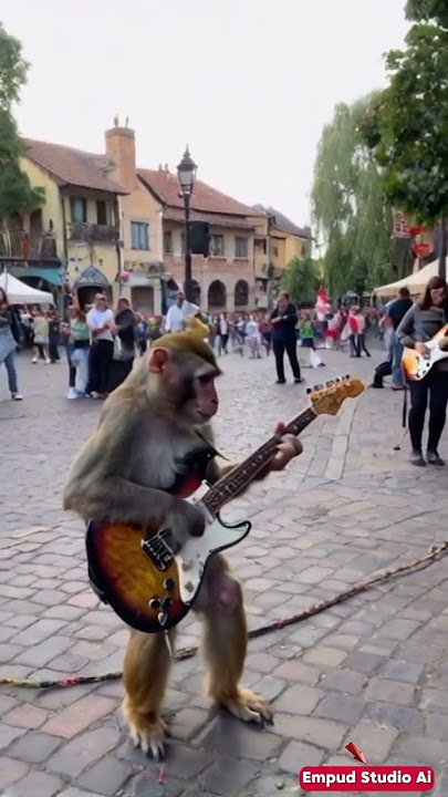 Viral Monyet Main Gitar di Alun Alun Rusia #empudstudioai #shorts