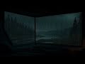 Gentle Rain Falling Outside Cabin Window with Peaceful Forest Sounds
