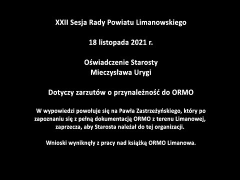 Oświadczenie starosty Mieczysława Urygi — oczyszczenie z zarzutów
