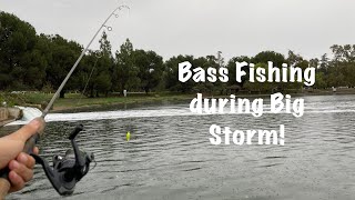Bass Fishing at Lake Balboa during a BIG STORM Surprise Catch