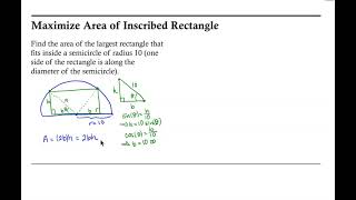 Optimization: Maximize Area of Rectangle Inscribed in Semicircle