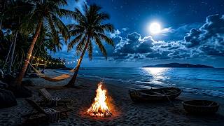 Beat Stress to Sleep Better with Crackling Fire and Ocean Waves at Night | Relaxing White Noise