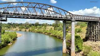 Flying over the oldest bridge in QLD - the 140 year old Dickabram bridge - 4k drone