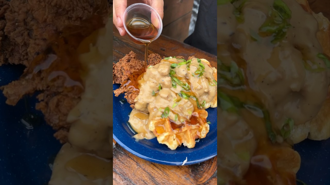 Sausage Gravy Chicken Waffles VS Hot Fried Chicken Thigh Sando from Harlem Public NYC! #DEVOURPOWER