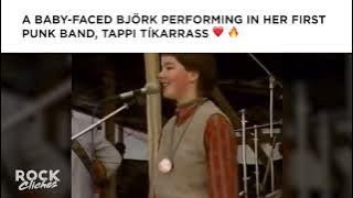At age 16, Björk fronted her first punk band, Tappi Tíkarrass, with her signature charm 😍