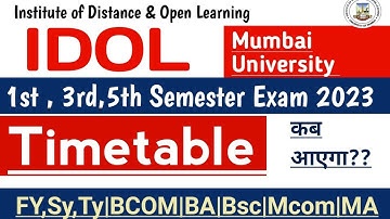 Idol Semester Exam Timetable 2023Lates Update|#Idol Semester Exam timetable aa gya?Mumbai University