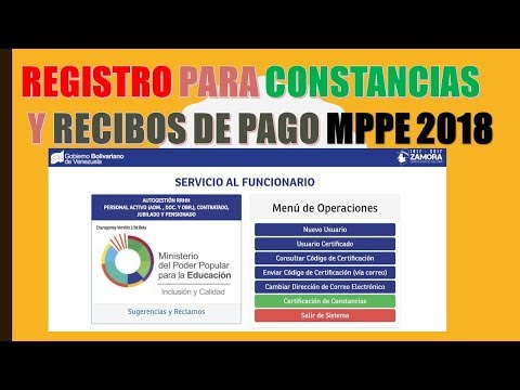 Registro Plataforma Recibos de Pagos Constancias de Trabajo MPPE 2018