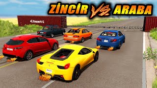 ZİNCİR VS ARABA // ABSÜRT DENEY // Chain vs Cars // BeamNG.drive // beamng speed bumps crash test screenshot 3