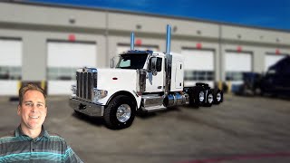 White Peterbilt 589 Heavy Haul 58 inch Flat Top Sleeper