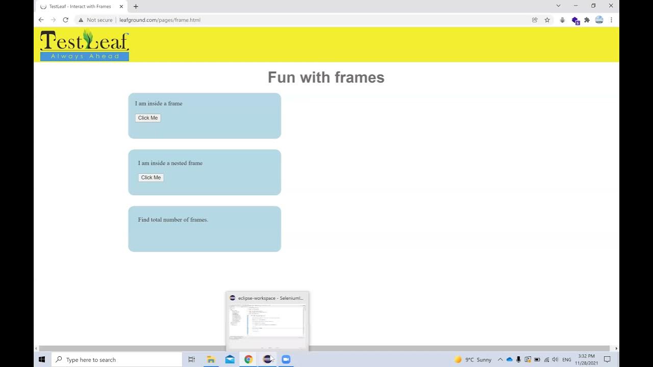How to handle frames in selenium with java youtube
