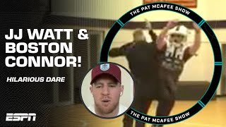 JJ Watt DARES Boston Connor to make free throws in FULL FOOTBALL PADS 🤣 | Pat McAfee Show