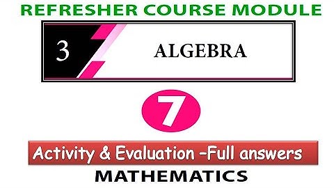 7th refresher course module maths unit 3 Algebra with answerkey | 7th std maths refresher course