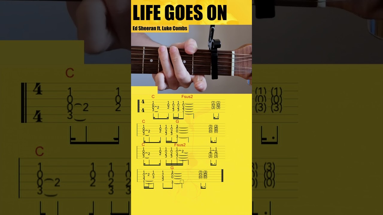 LIFE GOES ON - Ed Sheeran ft Luke Combs | Acoustic Guitar Tab 