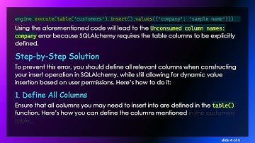 Solving the Unconsumed column names Error in SQLAlchemy When Inserting Data