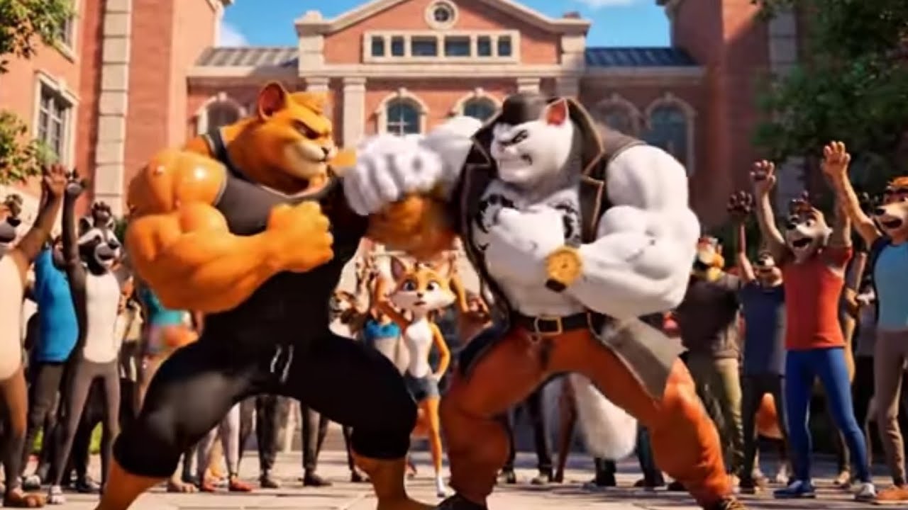 After Being The Beaten, Weak Orange Cat Takes Revenge on the White Bodybuilder Cat