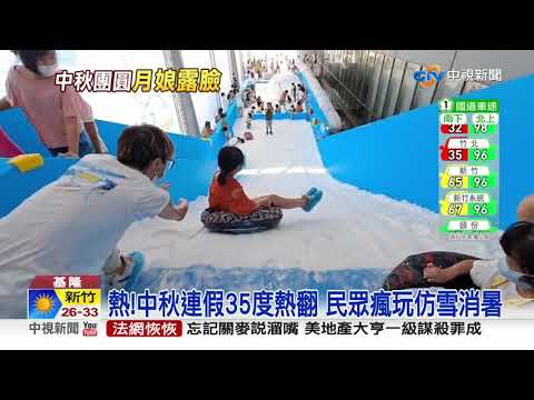 熱!中秋連假35度熱翻 民眾瘋玩仿雪消暑│中視新聞 20210919