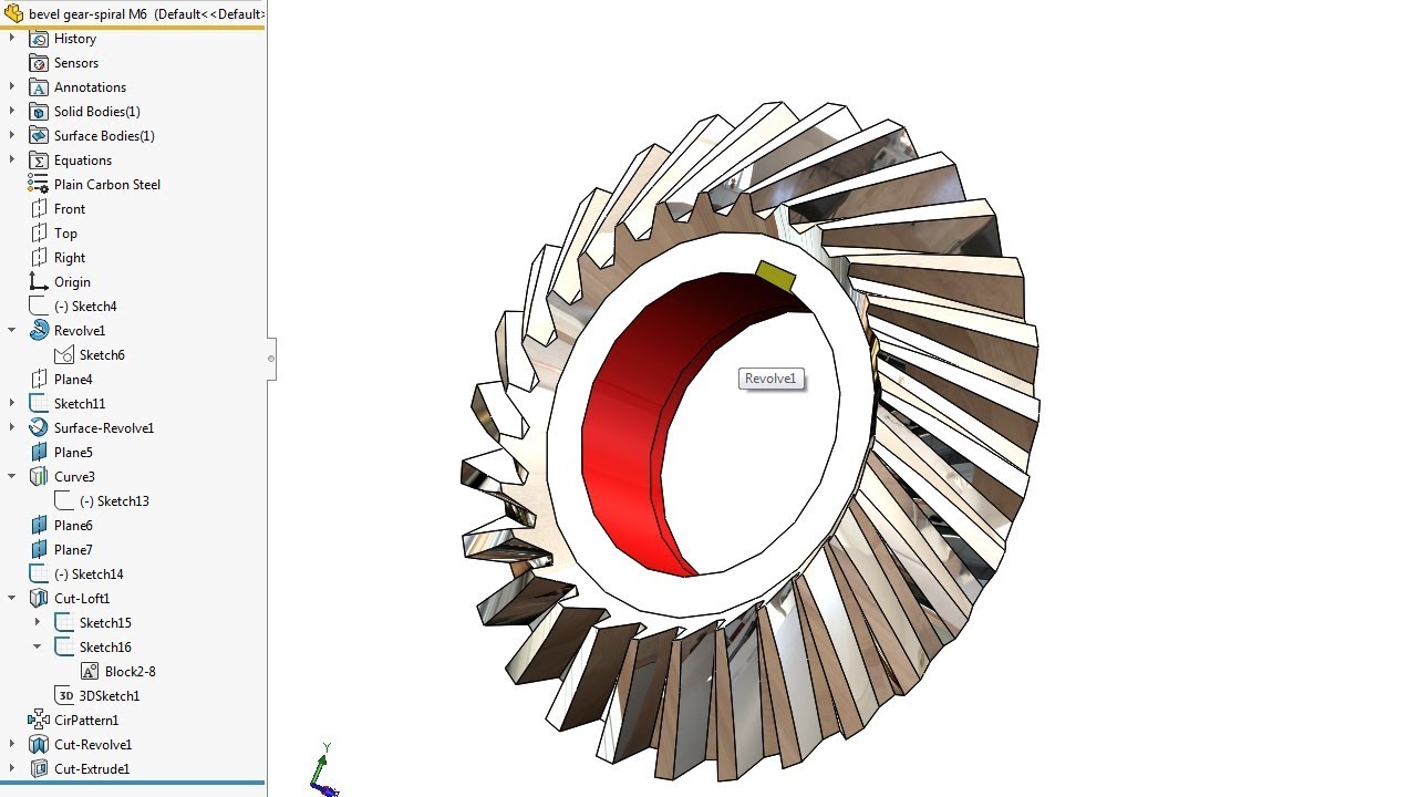 Solidworks tips 17 [ angle head ] how to creat a bevel spiral gleason