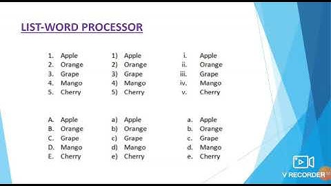 Organising the data using List and Tables for GRADE 5 ICT