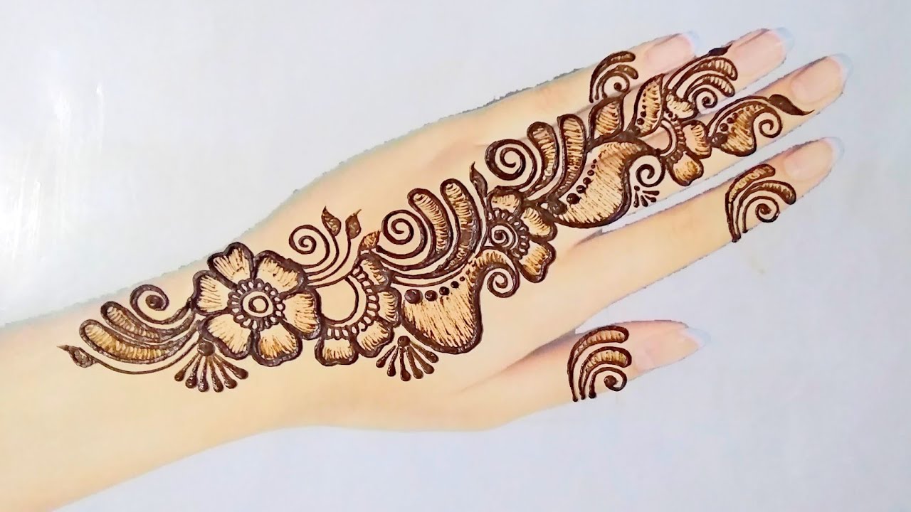 Very Easy Arabic Shaded Mehndi Design || Stylish Front Hand Mehndi ...