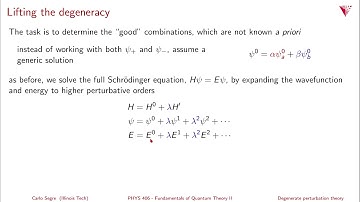 7.02 Degenerate perturbation theory