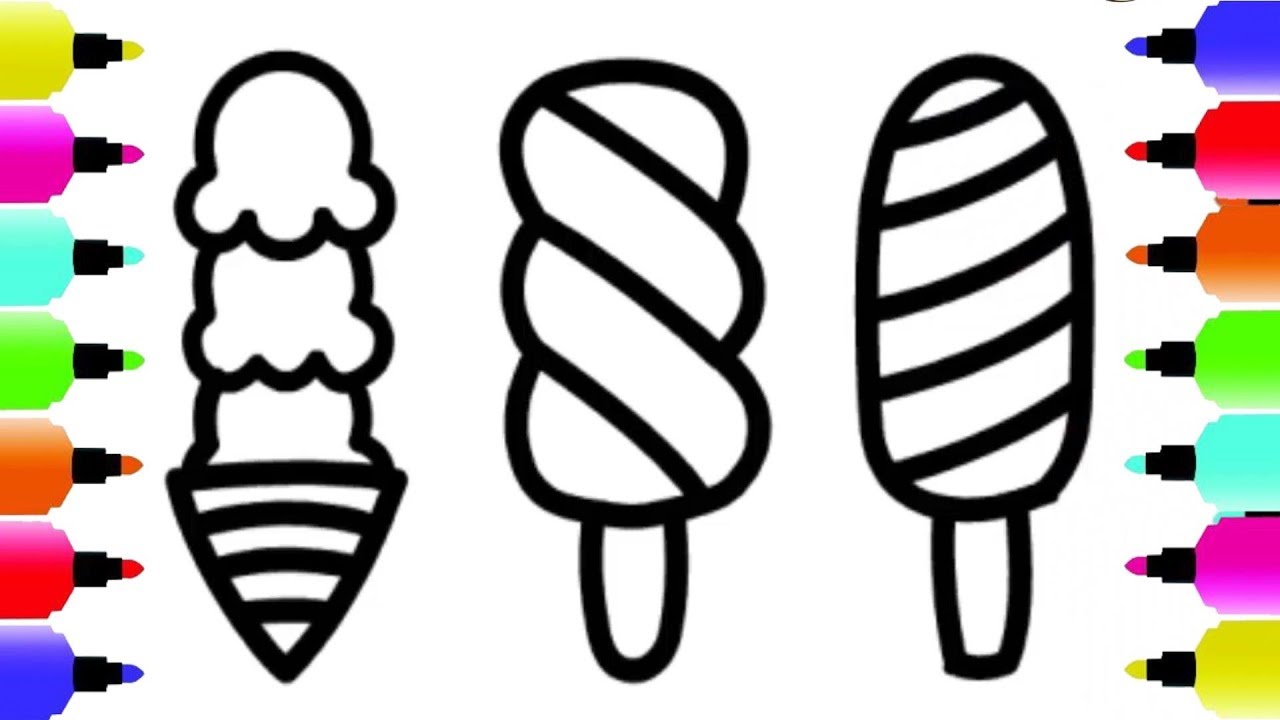 Ice Cream Coloring Book for Children - Funny Kids - How to Draw Ice Cream