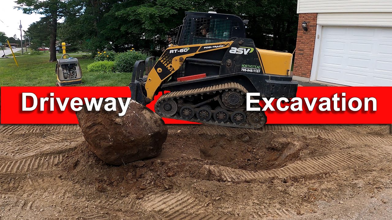 Excavating driveway using ASV RT60 trackloader YouTube