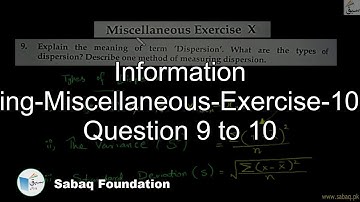 Information Handling-Miscellaneous-Exercise-10-From Question 9 to 10, Math Lecture | Sabaq.pk