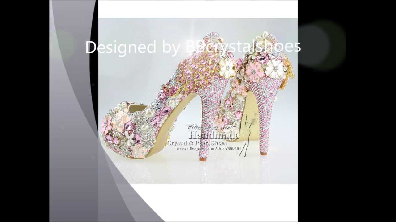 Custom Made Ladies High Heel Platform Pumps Rhinestone Crystal Bridal ...