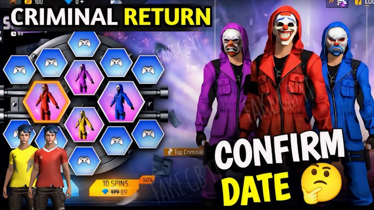 Criminal Bundles Return in Free Fire 2024 Red and Yellow Jersey New Event Confirmation