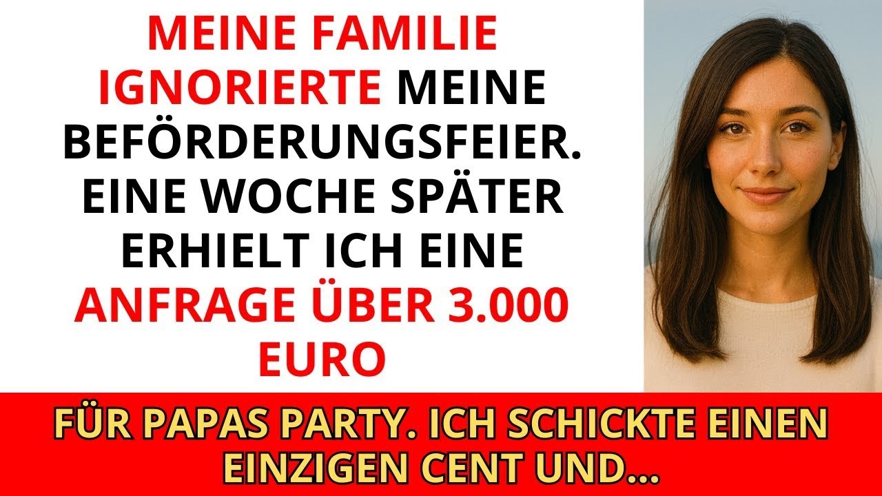 Meine Familie ignorierte meine Beförderungsfeier. Eine Woche später erhielt ich...