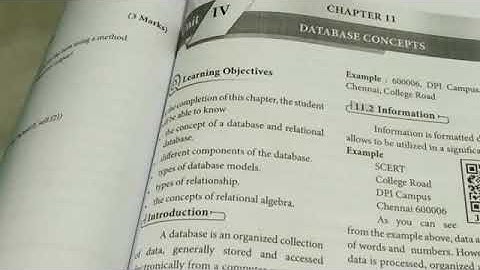Database concepts  12th Computer Science  Chapter 11  Part 1