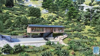 One bed cabin on a mountain. Lumion render