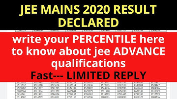 Jee mains 2020 result declared | write your percentile in jee mains 2020
