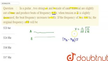 In a guitar , two strings A and b made of same material are slightly out of tune and produce bea...