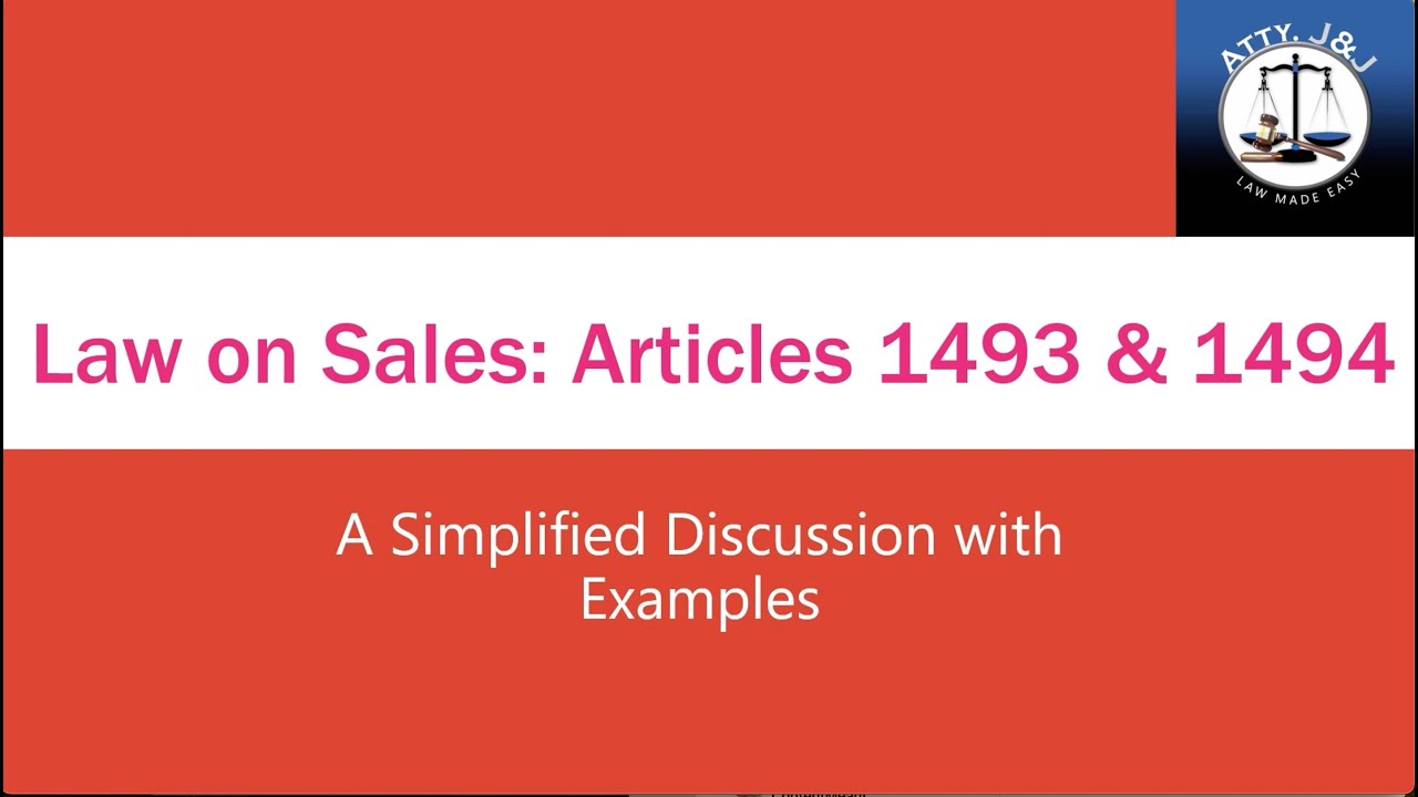 Valuation Ruling 1494 Sales. Article 1493-1494. - YouTube
