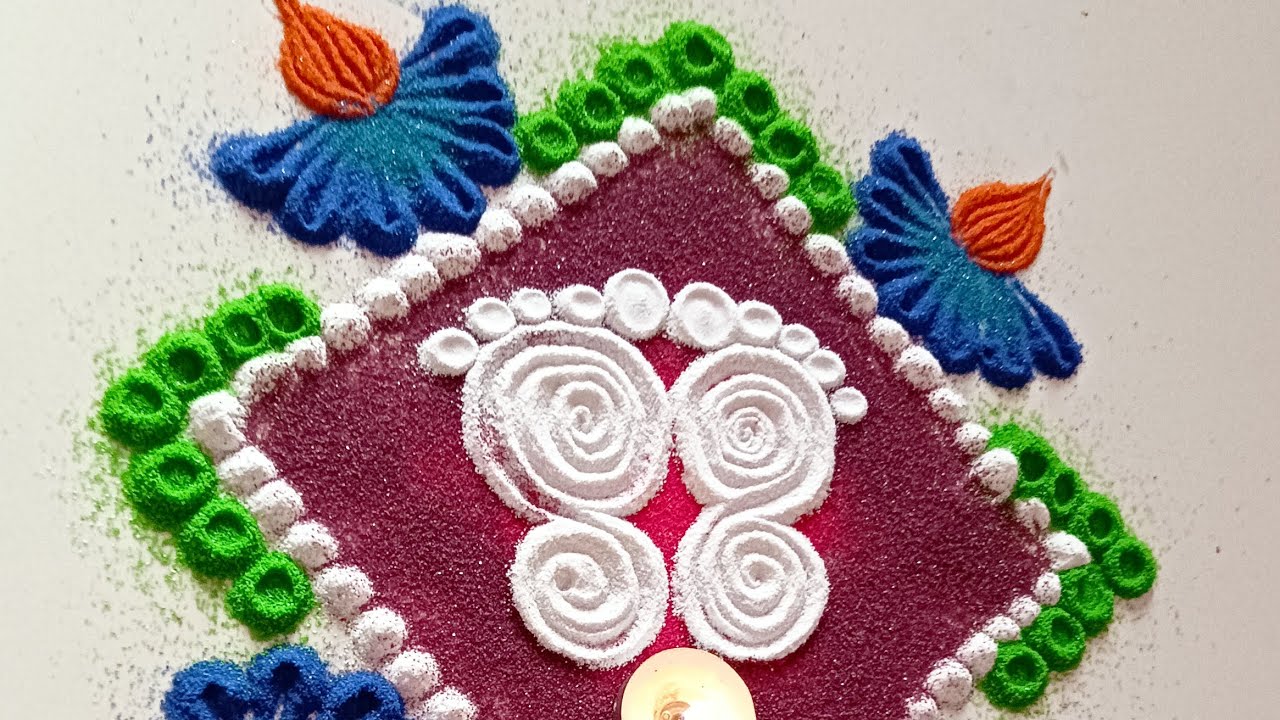 simple and easy rangoli design || daily use Rangoli design - YouTube