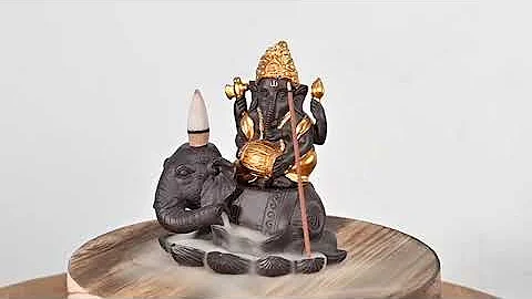 Ganesha plays drum-style waterfall backflow incense cone smoke ceramic incense burner...😍😍😘😘😘