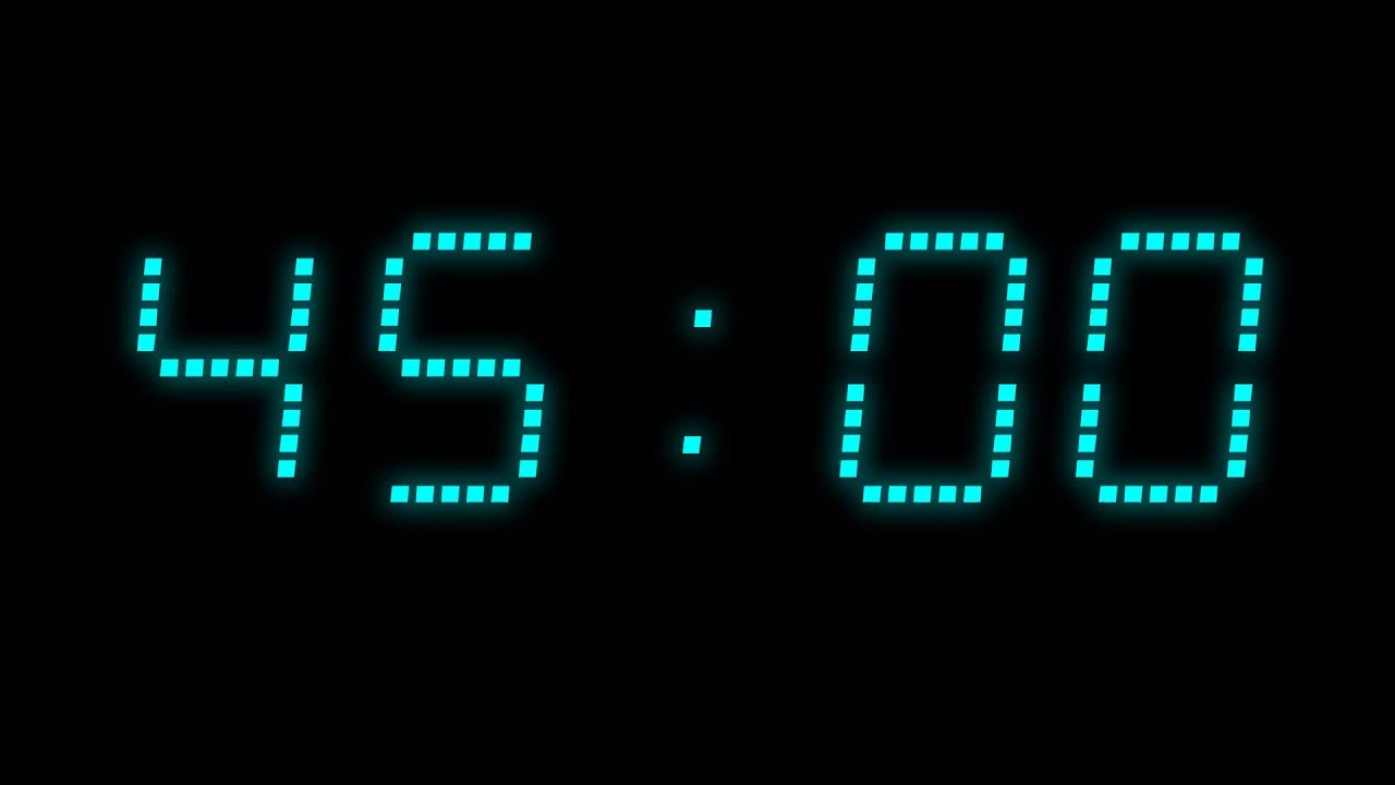 45 minutes Cyan Glow Countdown | LED-Style Timer | Silent - YouTube
