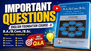 #braou #english 2nd sem ENGLISH important questions