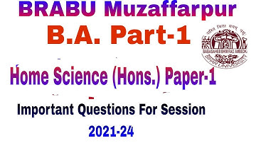 Bihar University|| B.A. Part 1# Home Science Honours Paper 1|| Brabu||Home Science Honours